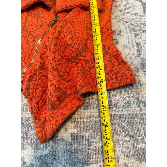 MOTH Anthropologie Jacquard Moto Zip Jacket Orange Small Stretch Long Sleeves - Picture 9 of 12
